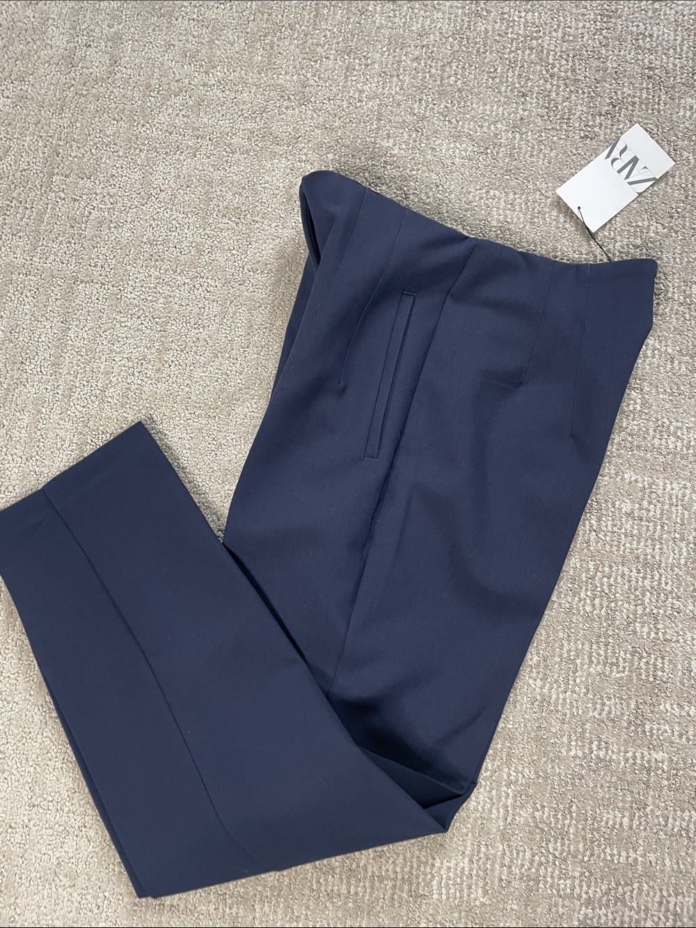 Zara Navy Cropped Trousers